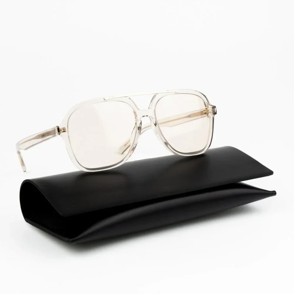 NEW Saint Laurent SL545 002 Beige Light Yellow Pilot Unisex Sunglasses
